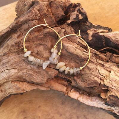 Boucles d'oreilles créoles pépites de labradorite