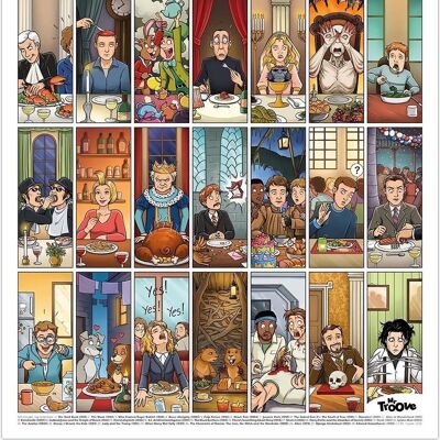 Poster „Movie Dinner Scenes“ (A2-Format) – 28 Filme zu finden – Die Kultszenen des Kinos am Tisch!