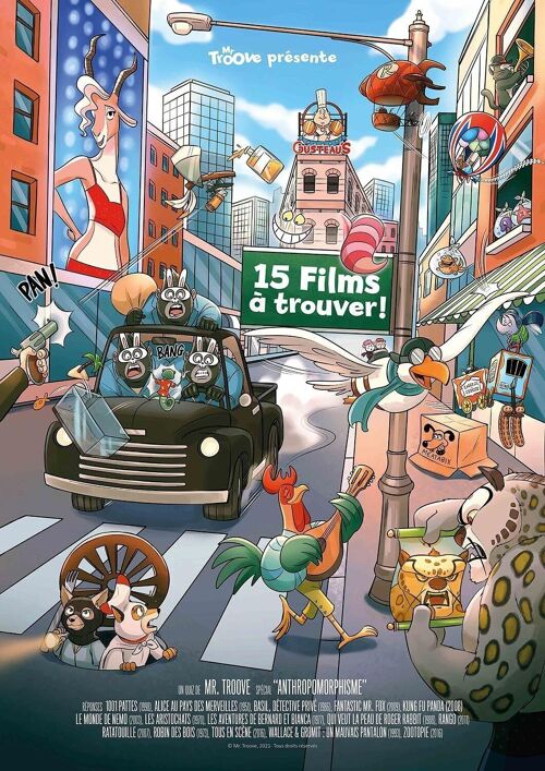 Affiche "15 films d'animation à trouver" (Format A2) - L'Anthropomorphisme au cinéma