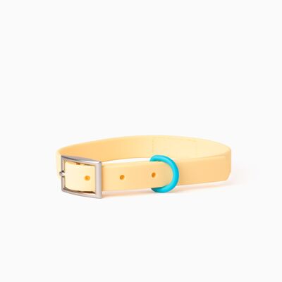 Butter Yellow Color Block Waterproof Daily Dog Collar