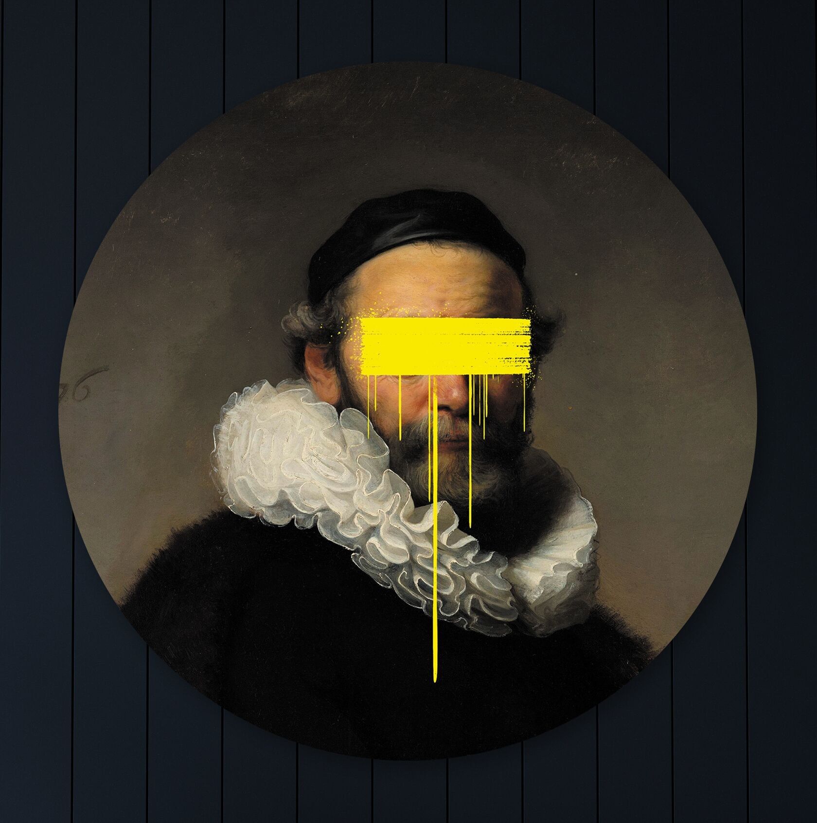 Cerchio da parete - Striscia gialla - Qualità Premium Dibond