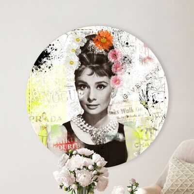 Cercle mural - Audrey Hepburn - Qualité Dibond Premium