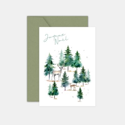 Cartolina di Natale della famiglia dei cervi