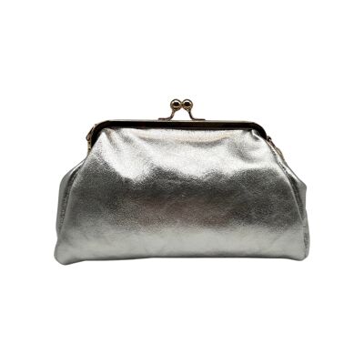 ANNE SILVER GRAINED LEATHER CROSSBODY BAG