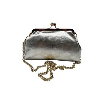 SAC BANDOULIERE CUIR GRAINE ANNE ARGENT 3