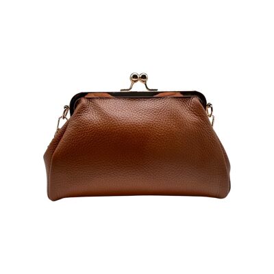ANNE CAMEL GRAINED LEATHER CROSSBODY BAG