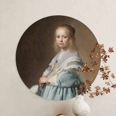 Cercle mural - Fille en bleu - Qualité Dibond Premium