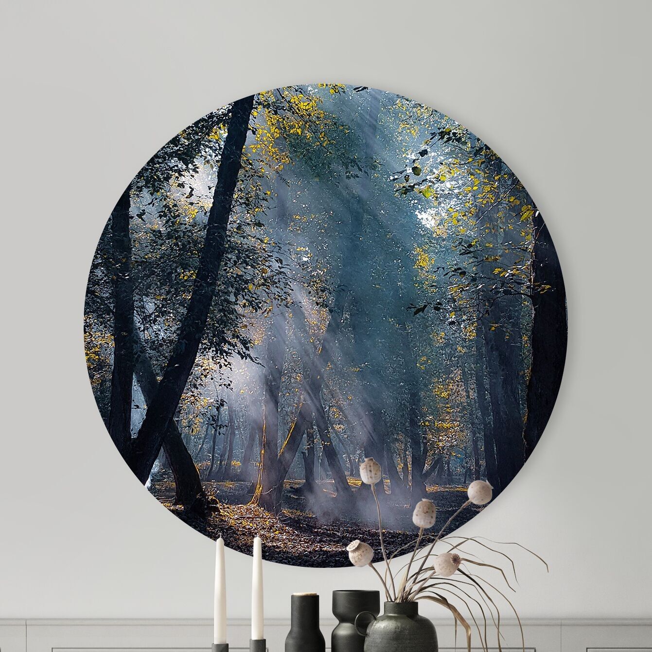 Círculo de pared - Misty Forrest - Calidad Dibond Premium