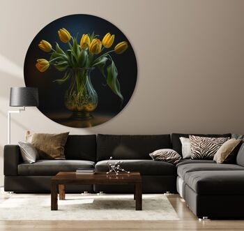 Cercle Mural - Tulipes Jaunes - Qualité Dibond Premium 2
