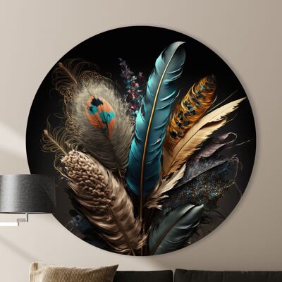 Cercle Mural - Plumes Exotiques - Qualité Dibond Premium