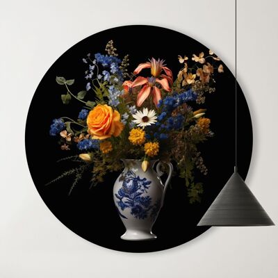 Cerchio da parete - Vaso con fiori II - Qualità Premium Dibond