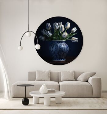 Cercle mural - Tulipes dans un vase ll - Qualité Dibond Premium 2