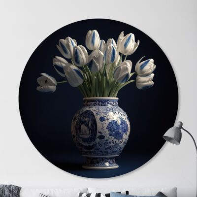 Cercle mural - Tulipes dans un vase l - Qualité Dibond Premium