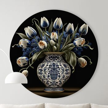 Cercle mural - Tulipes dans un vase - Qualité Dibond Premium 1