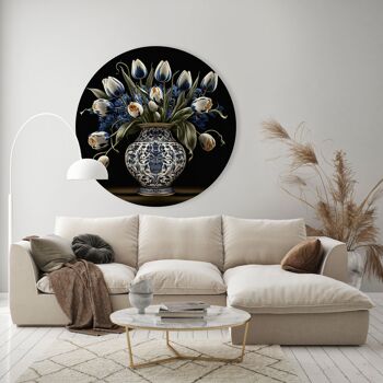 Cercle mural - Tulipes dans un vase - Qualité Dibond Premium 2