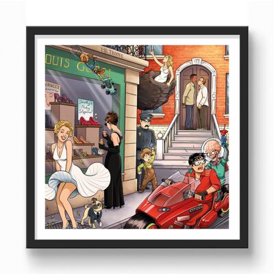 10 Filme zu finden - Poster 30 x 30 cm - Rue Chic | 10 Kultfilme sind in diesem Poster vertreten!