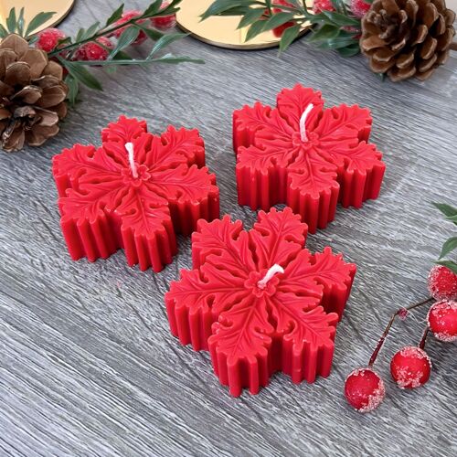 Red Christmas Snowflake Candle - Christmas Decorations - Festive Snow Flake Candles