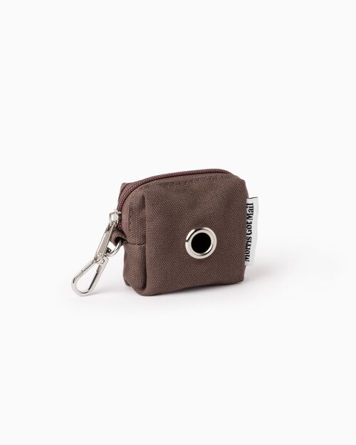 Dark Brown Cotton Canvas Double Roll Dog Poo Bag Holder