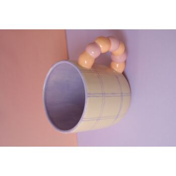 INCI MIM MUG - Tasse à café et tasse en céramique pastel faite à la main à carreaux lilas 3