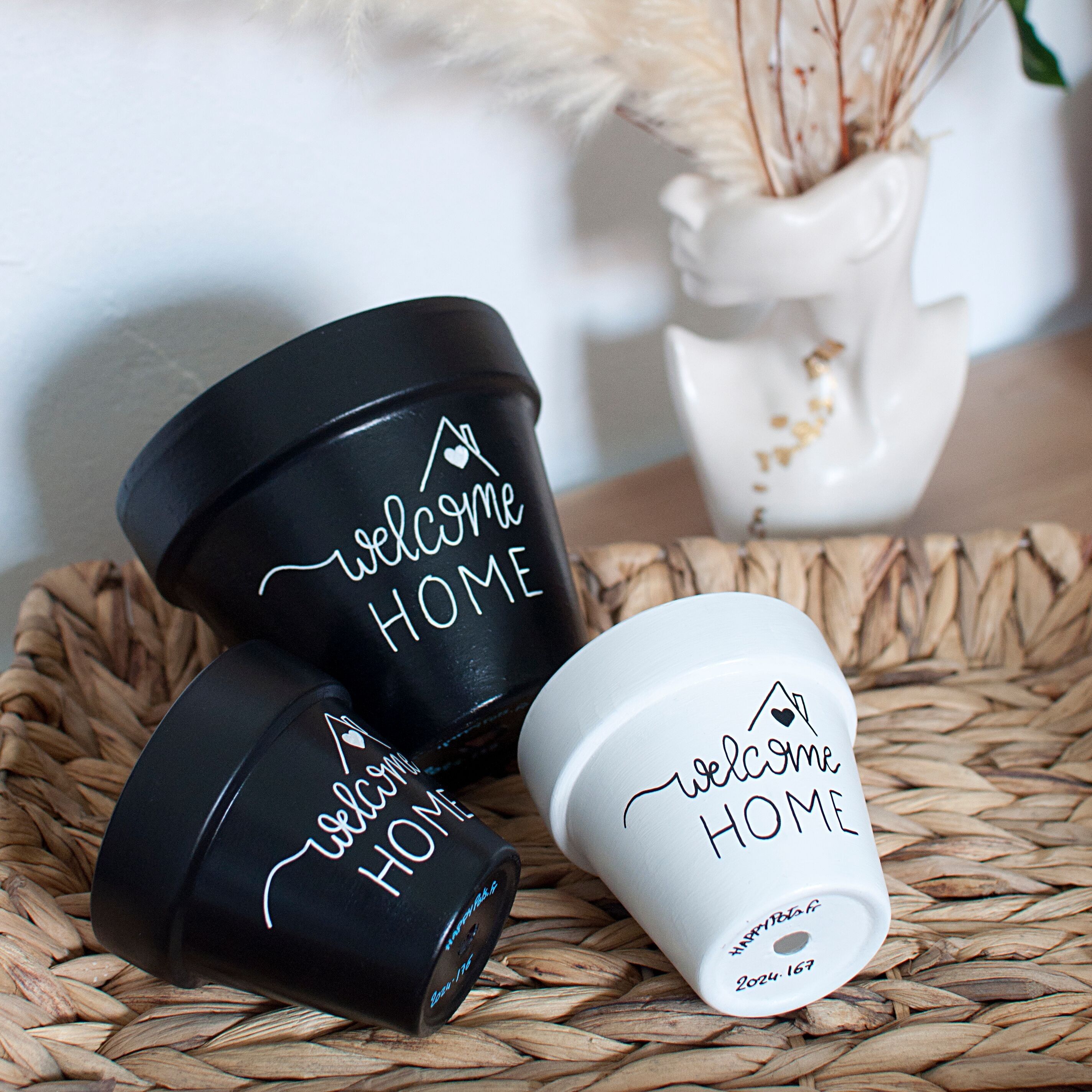 Vaso da fiori / fioriera in terracotta: Benvenuto a casa [Regalo di inaugurazione della casa / Decorazione della casa / Trasloco / Nuova vita]