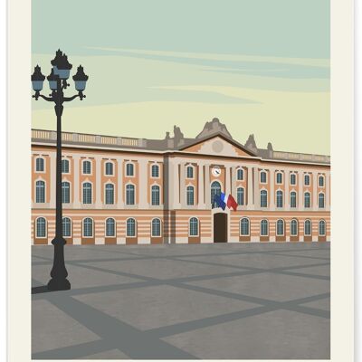 Cartel de ilustración vintage de la ciudad de Toulouse