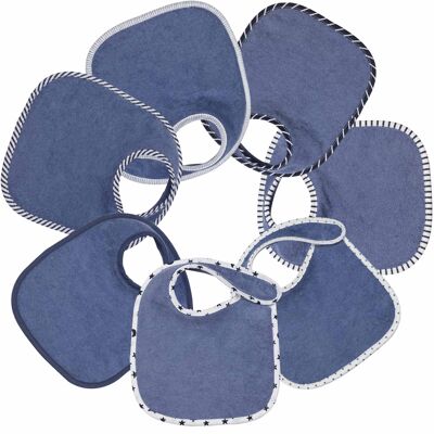 Birth bibs x7 blue