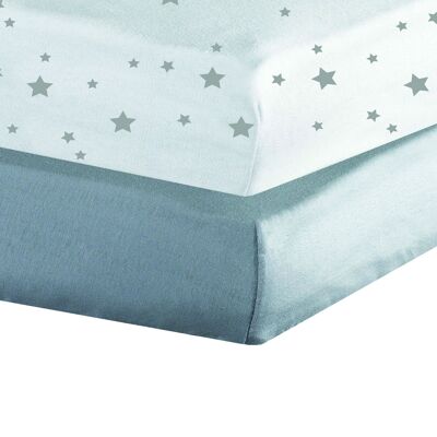 Drap housse lot etoiles+gris