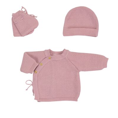 Conjunto: bralette rosa viejo + zapatillas y gorro