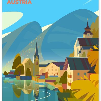 Affiche illustration Autriche - Hallstatt