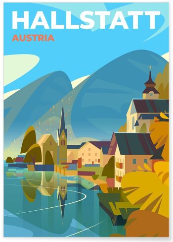 Affiche illustration Autriche - Hallstatt 1