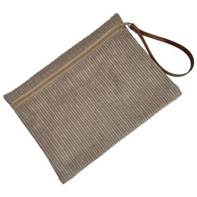 Pochette L, "Velours" taupe