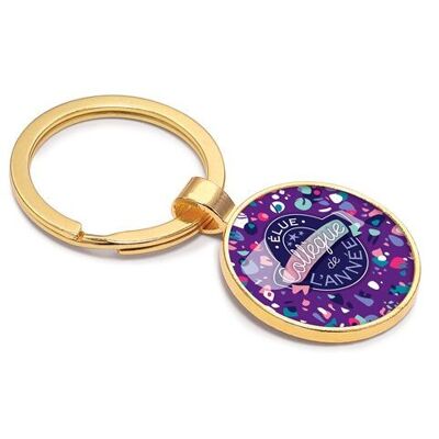Colleague message gold keyring - Terrazzo