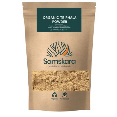 BIO organic triphala powder | SAMSKARA origin INDIA | ayurvedic | 100% Pure Natural Amla, Haritaki and Bibhitaki Blend | use with warm water | (100 gr X 1 pack)