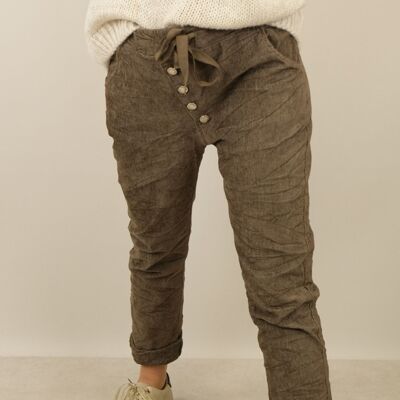 Pantalon Boyfriend Aspect Velour - 4 Boutons | JOYA