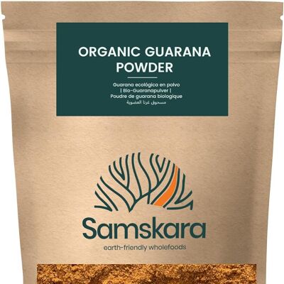 Guaraná en Polvo BIO | Orgánico | Samskara | Aumenta la Energía y la Concentración | Alternativo al cafe | (100g x 1 pack) | Origen Brasil | Para Te/Smoothies y bebidas refrescantes
