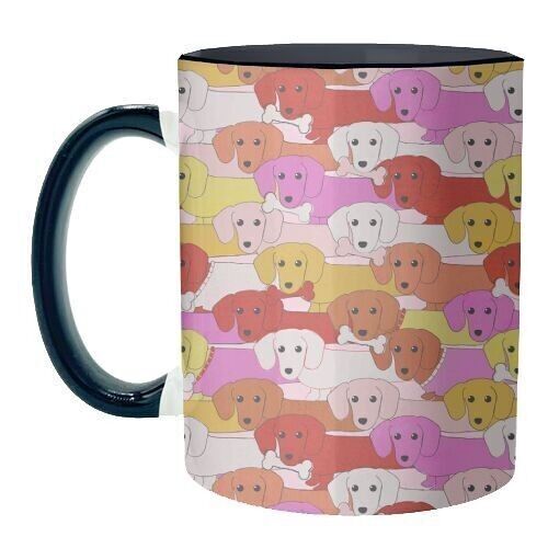 MUGS, LONG DOGS PATTERN PINK EDITION BY ANIA WIECLAW
