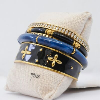 Kit 5 Bracelets Acier Doré Noir Bleu Promotion Noël