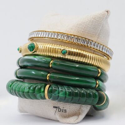Kit of 5 Green Gold Steel Bracelets Christmas Promotion