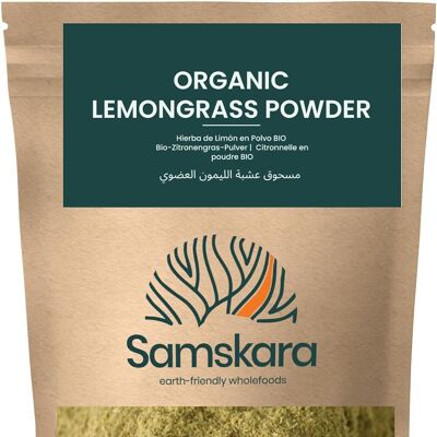 Poudre de citronnelle BIO | Biologique | Samskara | Calme et Arôme | (150g x 1) | Origine Sri Lanka | Idéal pour les thés