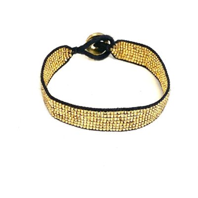 Bracelet tissé à la main avec des perles de verre dorées