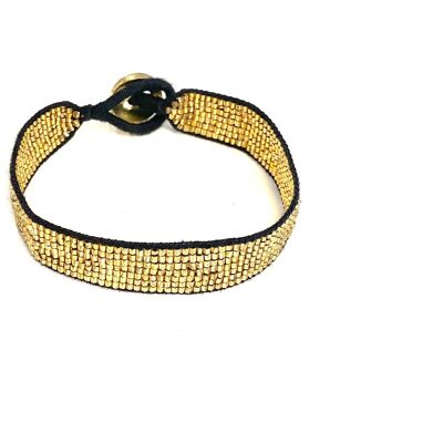 Bracelet handwoven with golden glass beads