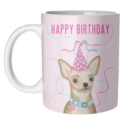 MUGS, CUTE CHIHUAHUA DOG HAPPY BIRTHDAY GREETING BY ADAM REGESTER