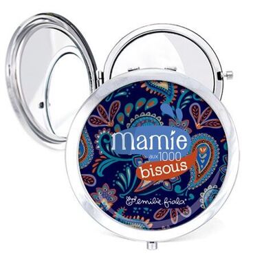 Silver pocket mirror with Mamie message - Cashmere