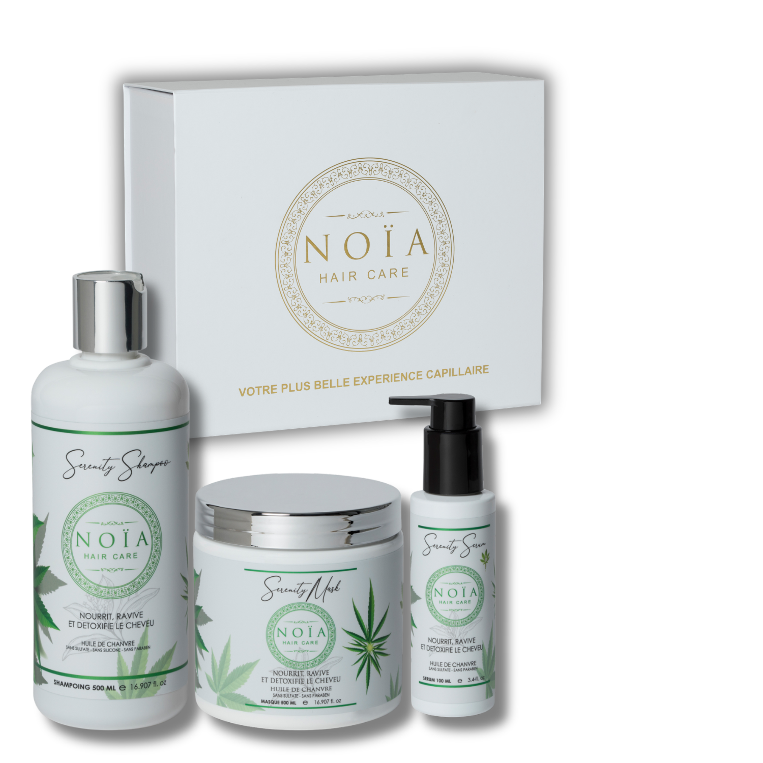 NOÏA Hair Serenity Set – Soothing & Nourishing Routine – Shampoo, Mask & Serum