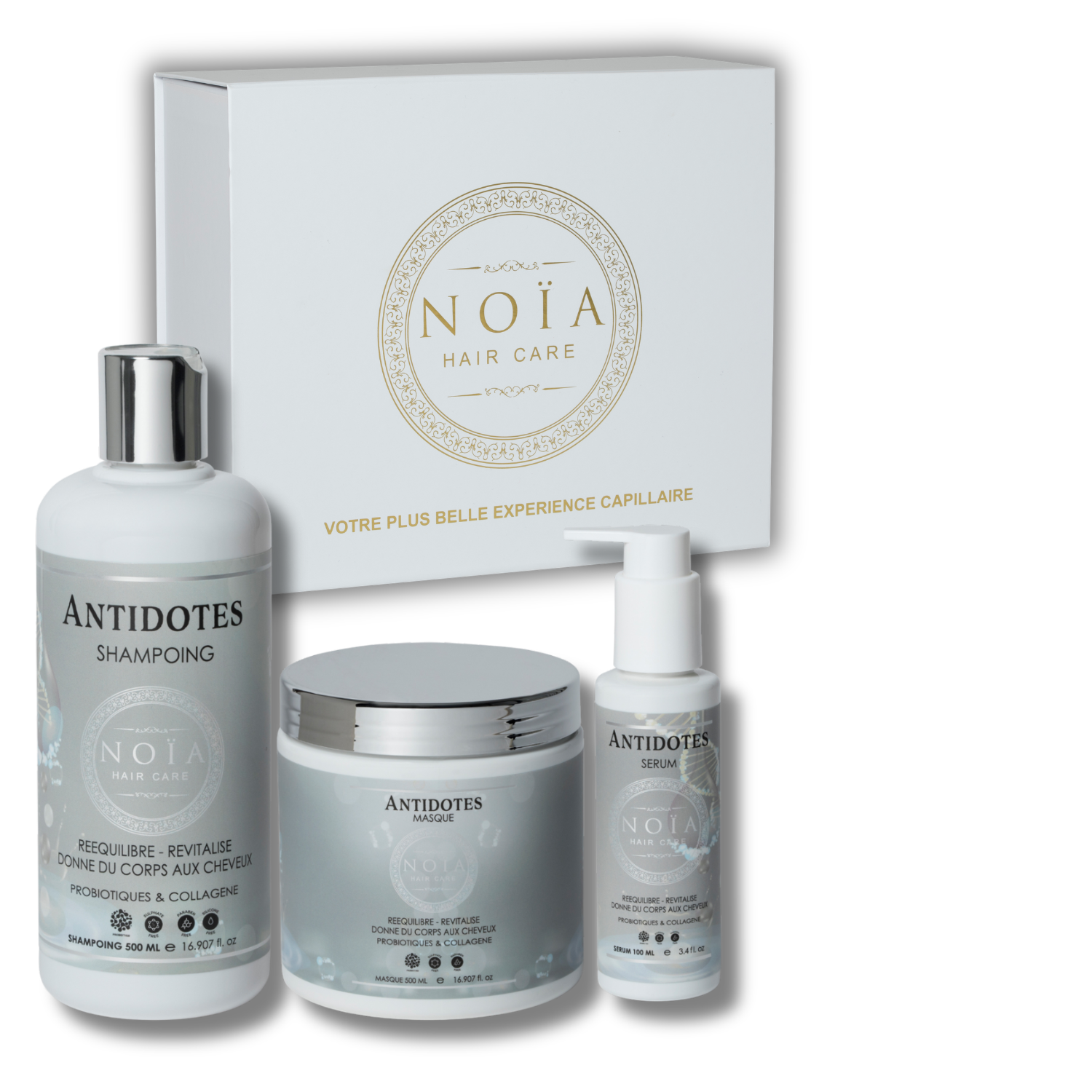 NOÏA Hair Antidotes Set – Rebalancing & Volumizing Routine – Shampoo, Mask & Serum