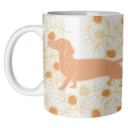 MUGS, FROLICKING SAUSAGE DOG BY MICHELLE WALKER