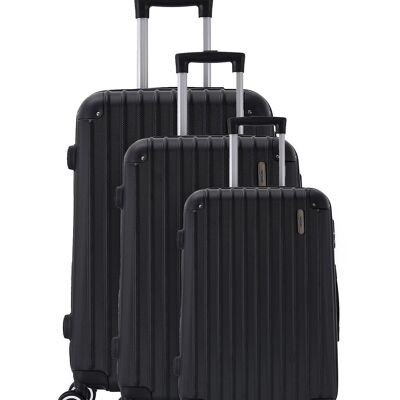 Set of 3 rigid ABS double wheel suitcases - Corner - Trolley ADC