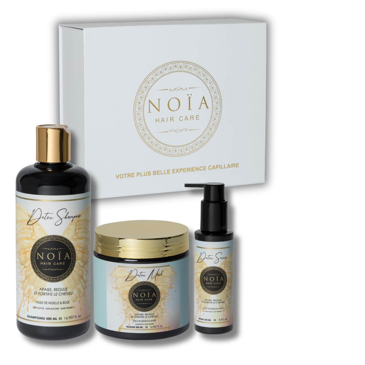 NOÏA Hair Detox Set – Purifying & Rebalancing Routine – Shampoo, Mask & Serum
