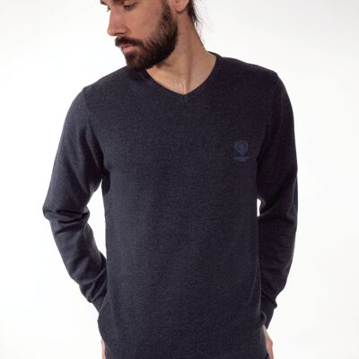 Pull col V, Maille ananas mouliné