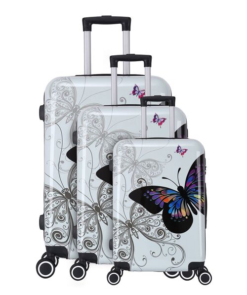 Set de 3 valises double roues Polycarbonate - Butterfly - Trolley ADC